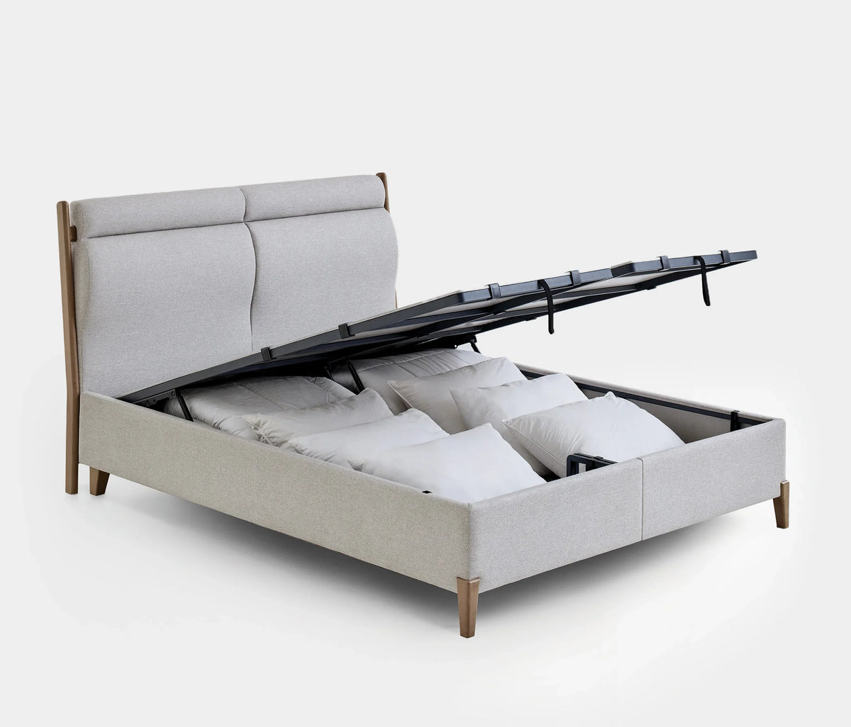 Тапицирано легло «Ergonomic Air» + Матрак и табла - с място за съхранение, матрак с лятна и зимна страна