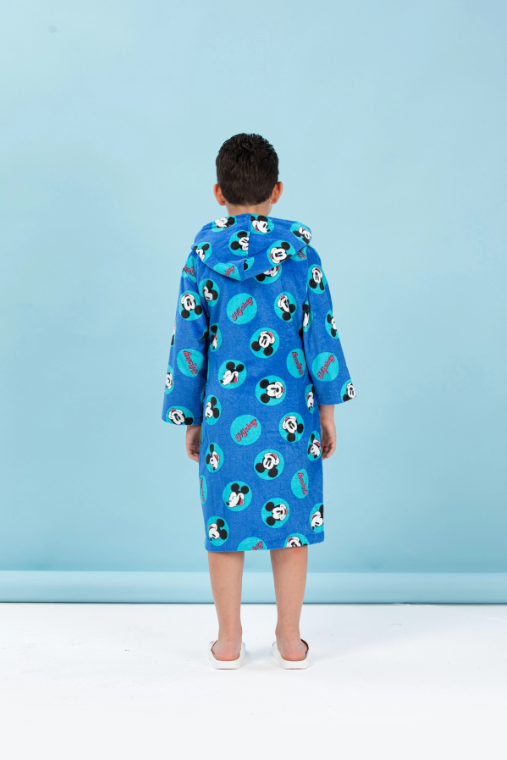 Детски халат за баня «DSNY Mickey Smile Blue» - памук, възраст 7-8г.