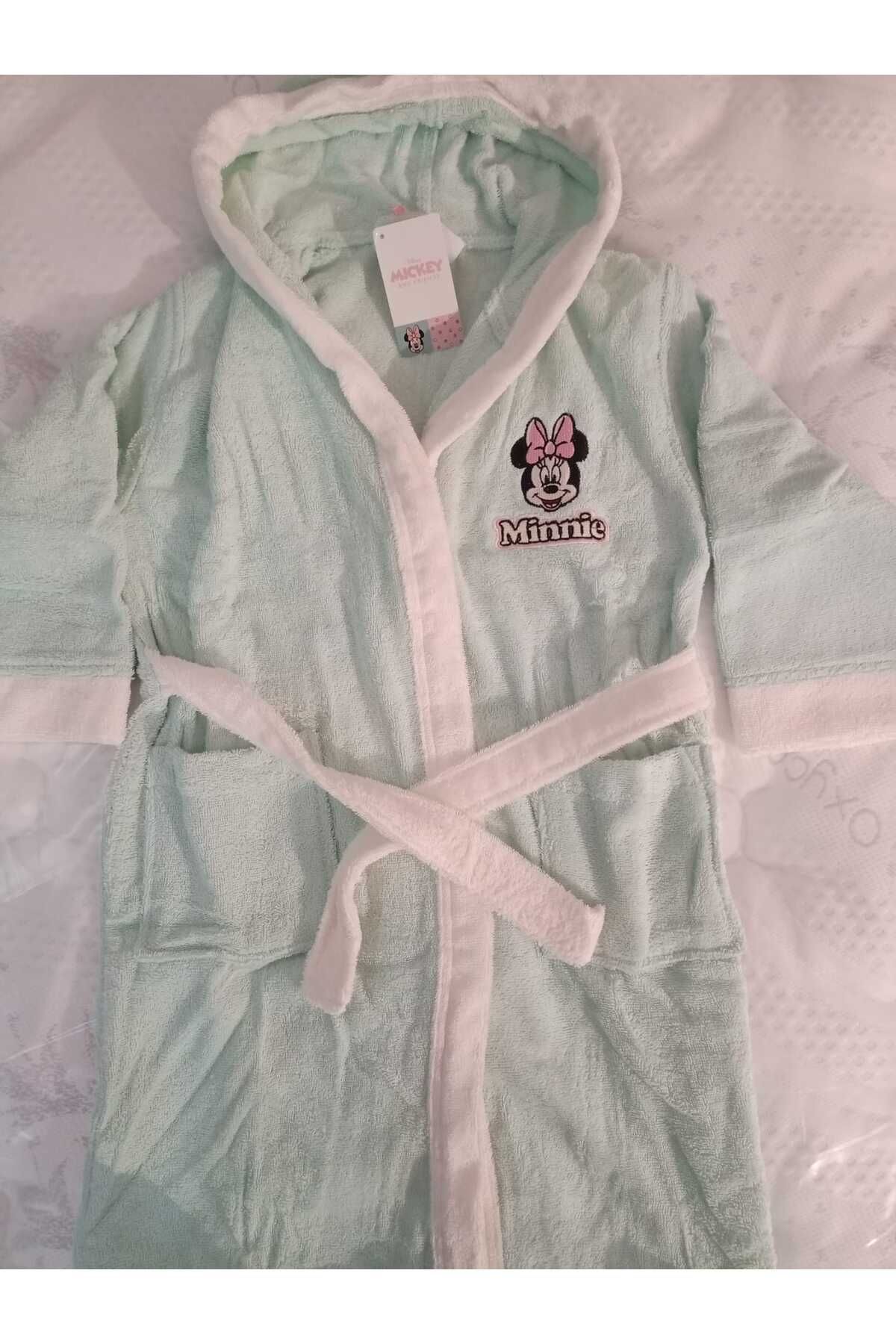 Детски халат за баня «Minnie Heart Mint» - памук, възраст 11-12г.