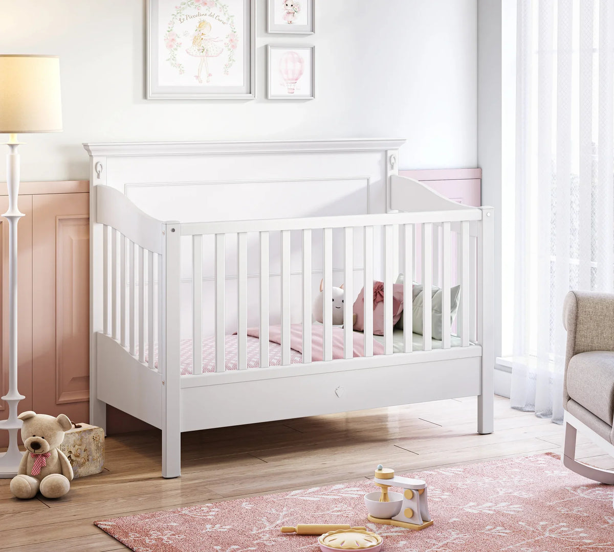 Дневно легло «Romantic baby» с подвижна преграда, за матрак 70х140см
