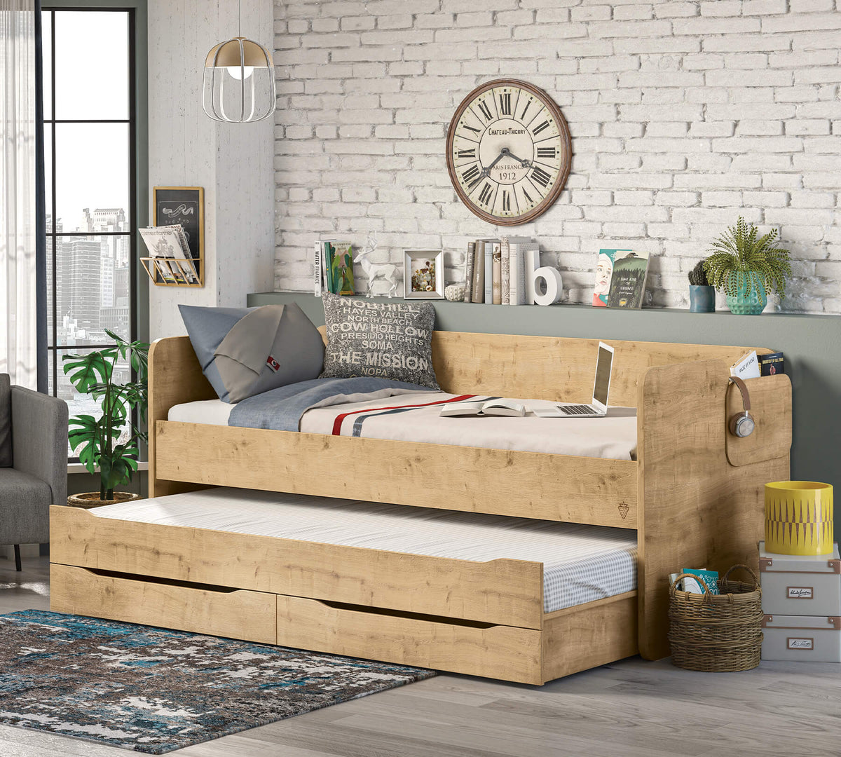Горно легло за модулно двуетажно легло «Studio» за матрак 90x200см