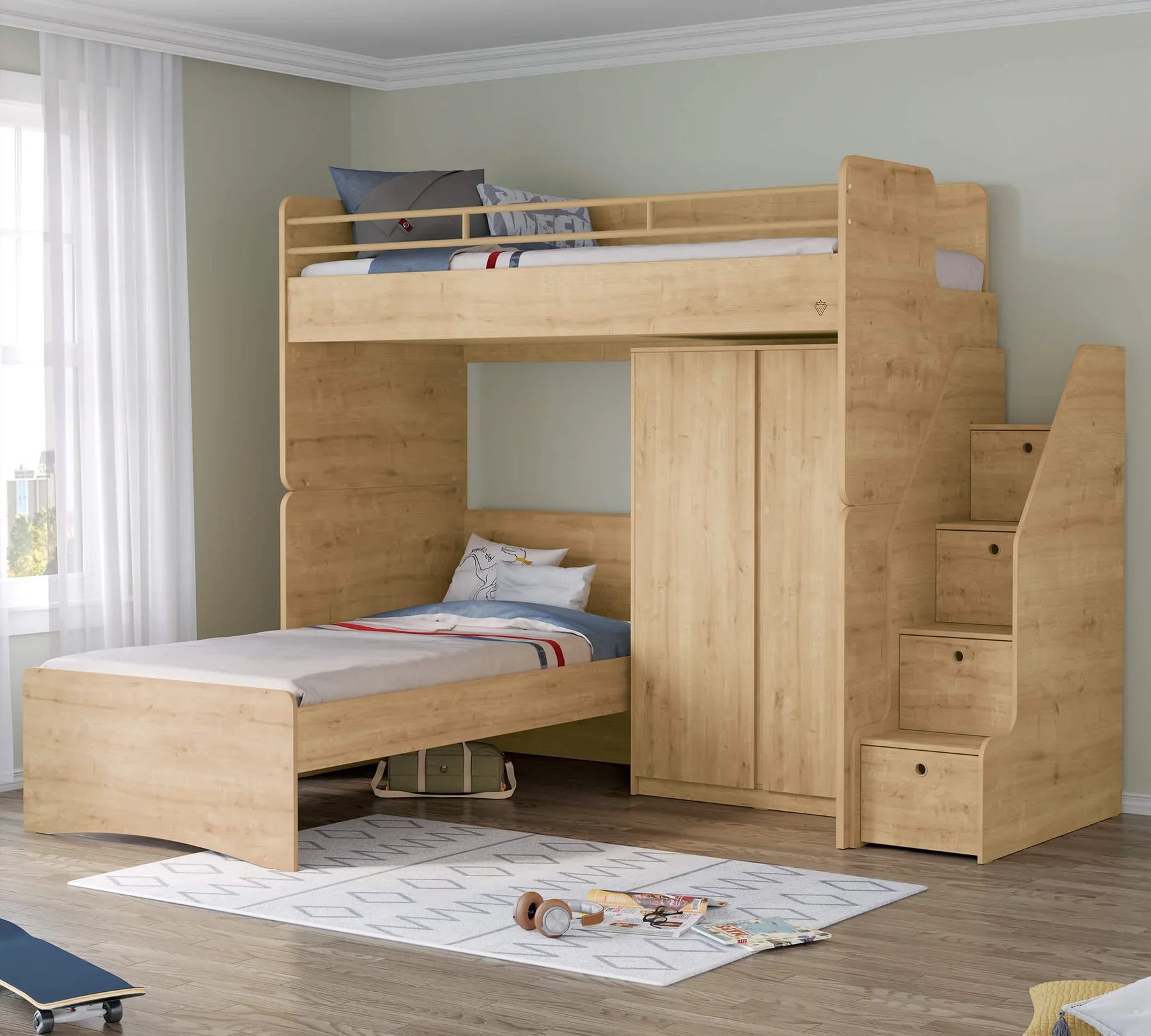 Горно легло за модулно двуетажно легло «Studio» за матрак 90x200см