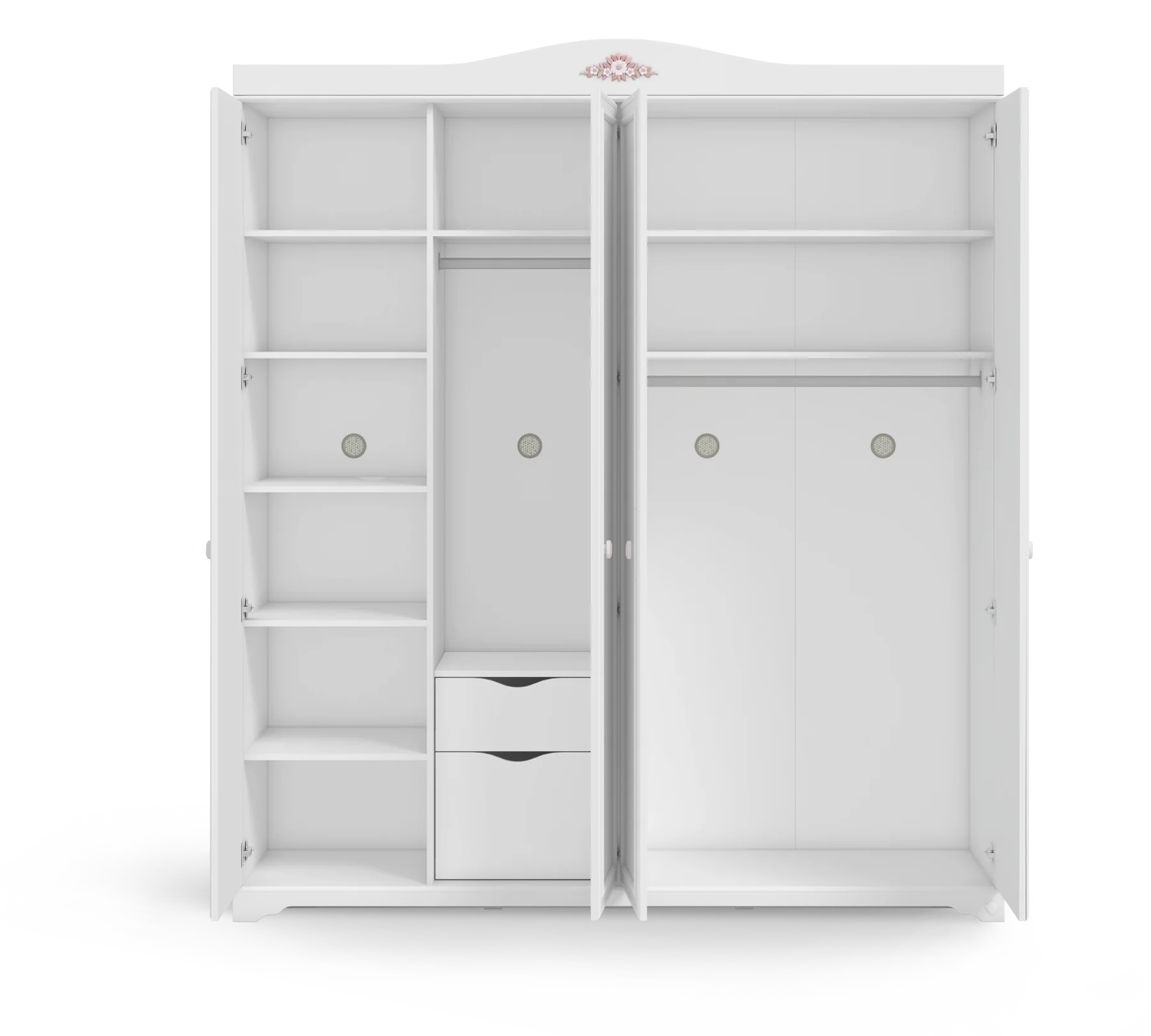 Четирикрилен гардероб «Rustic White» - ширина 202см