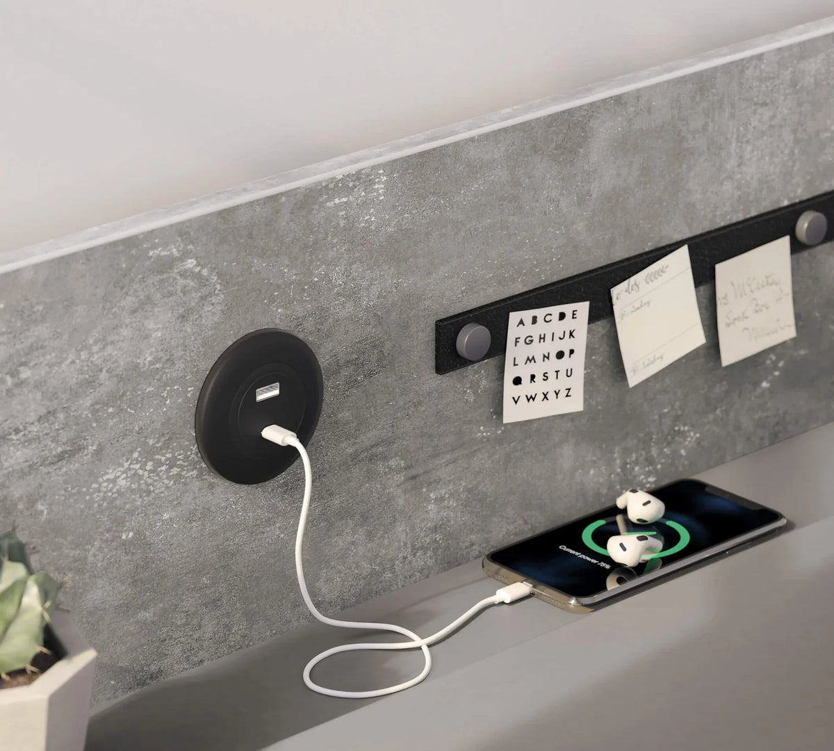 Бюро «Space Gray» с USB зарядна станция, размер 128x96x61