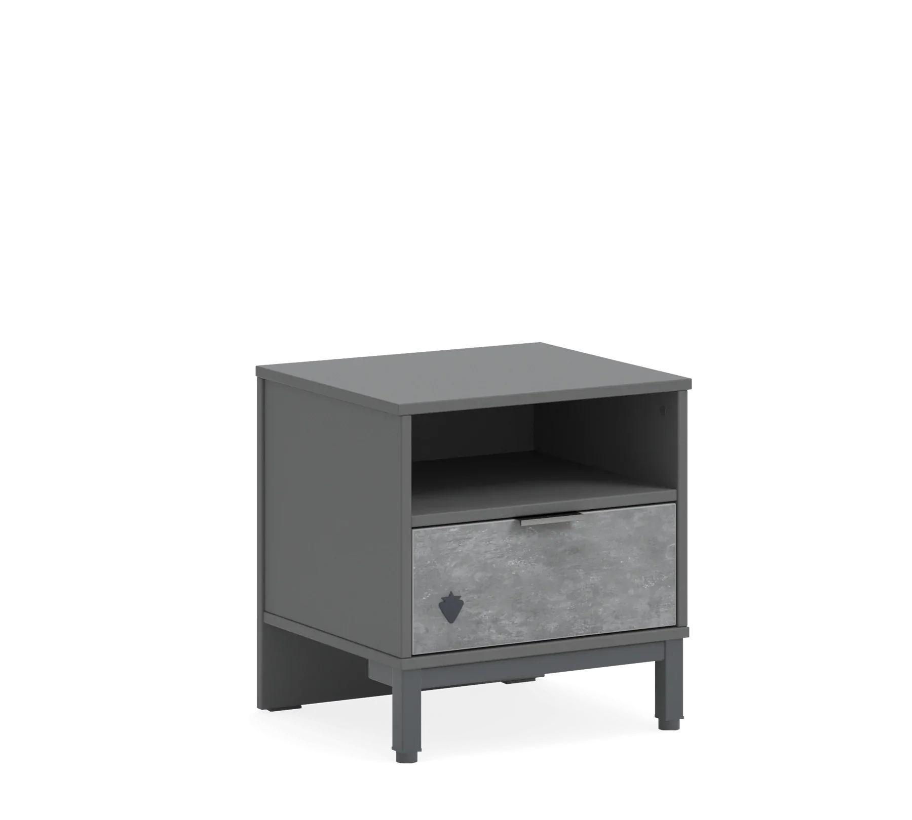Нощно шкафче «Space Gray» + чекмедже и рафт, размер 47х50х43см