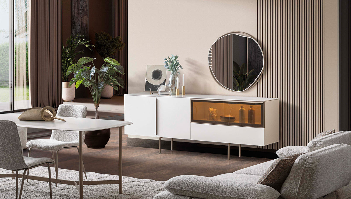 Бюфет «Noble» + LED осветление, с чекмедже, размер 208х81х50см