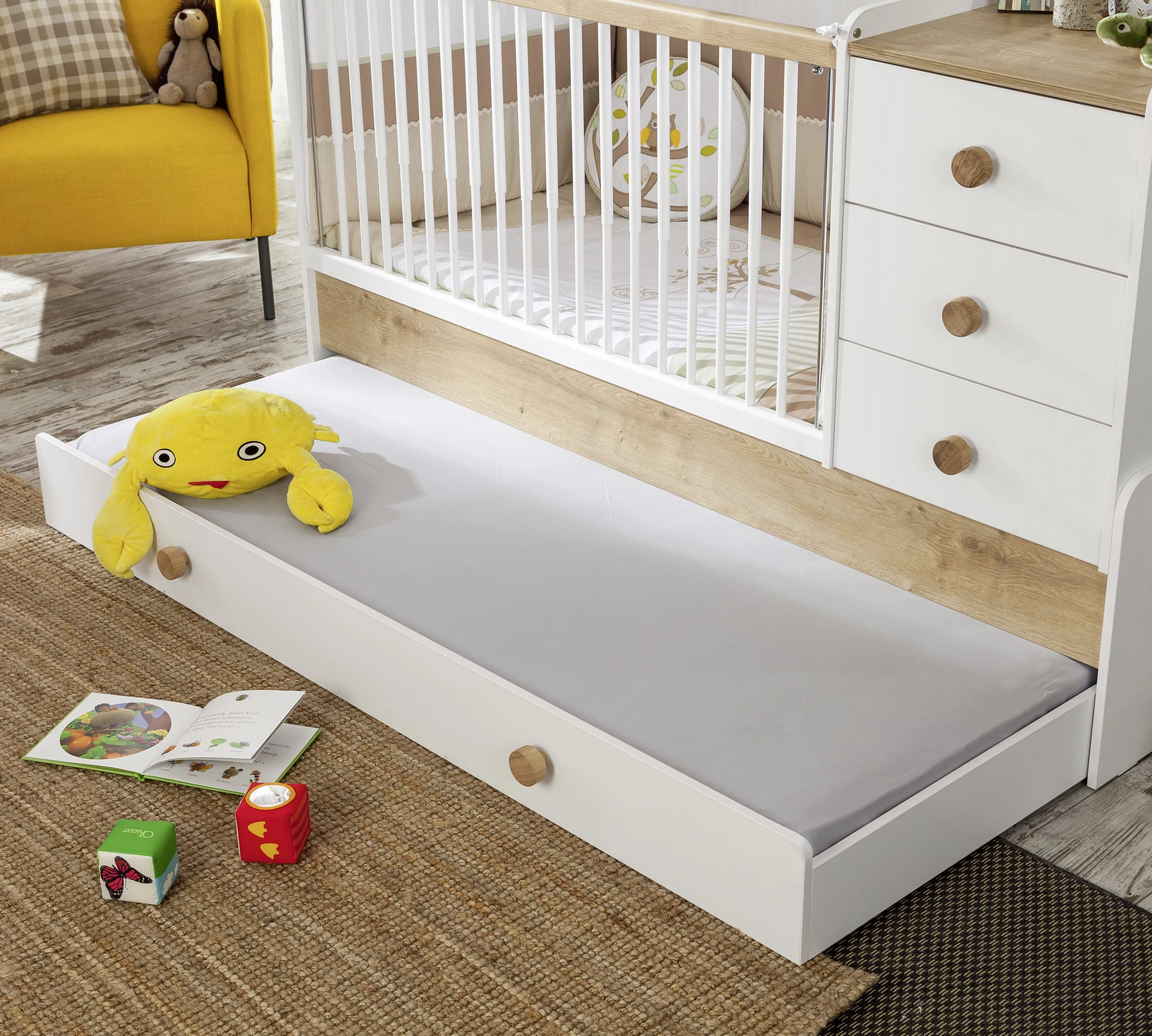 Трансформираща се бебешка кошара - легло «Natura Baby Sl» за матраци 80x130см и 80x180cm