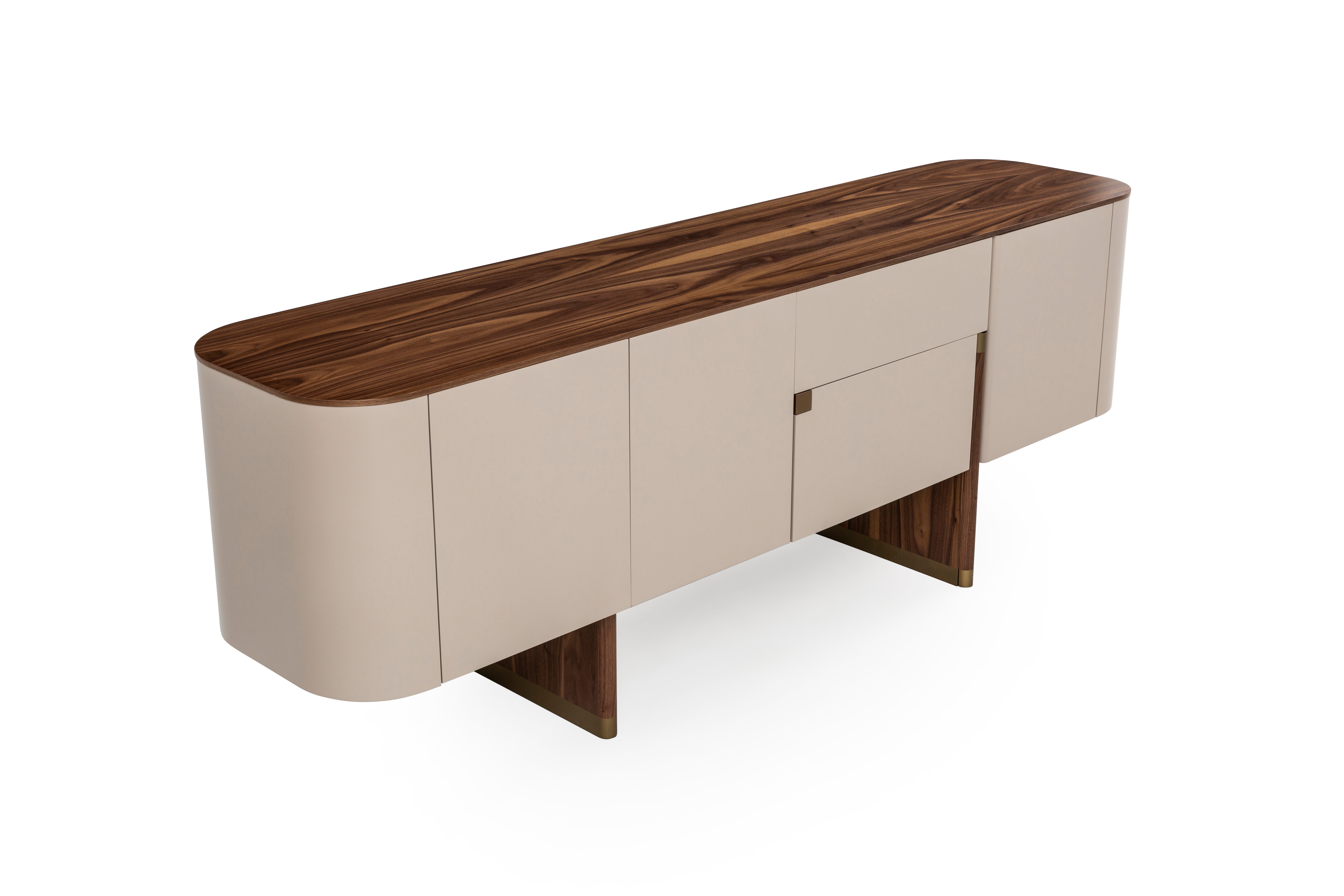 Бюфет «Delta Bej Walnut» с естествен фурнир, с две чекмеджета, размер 220х79х51см