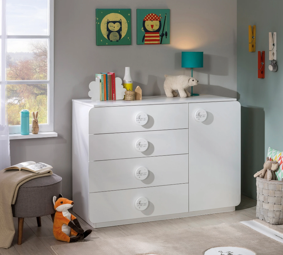 Скрин «Baby Cotton» с четири чекмеджета и шкаф, размер 125х89х56см