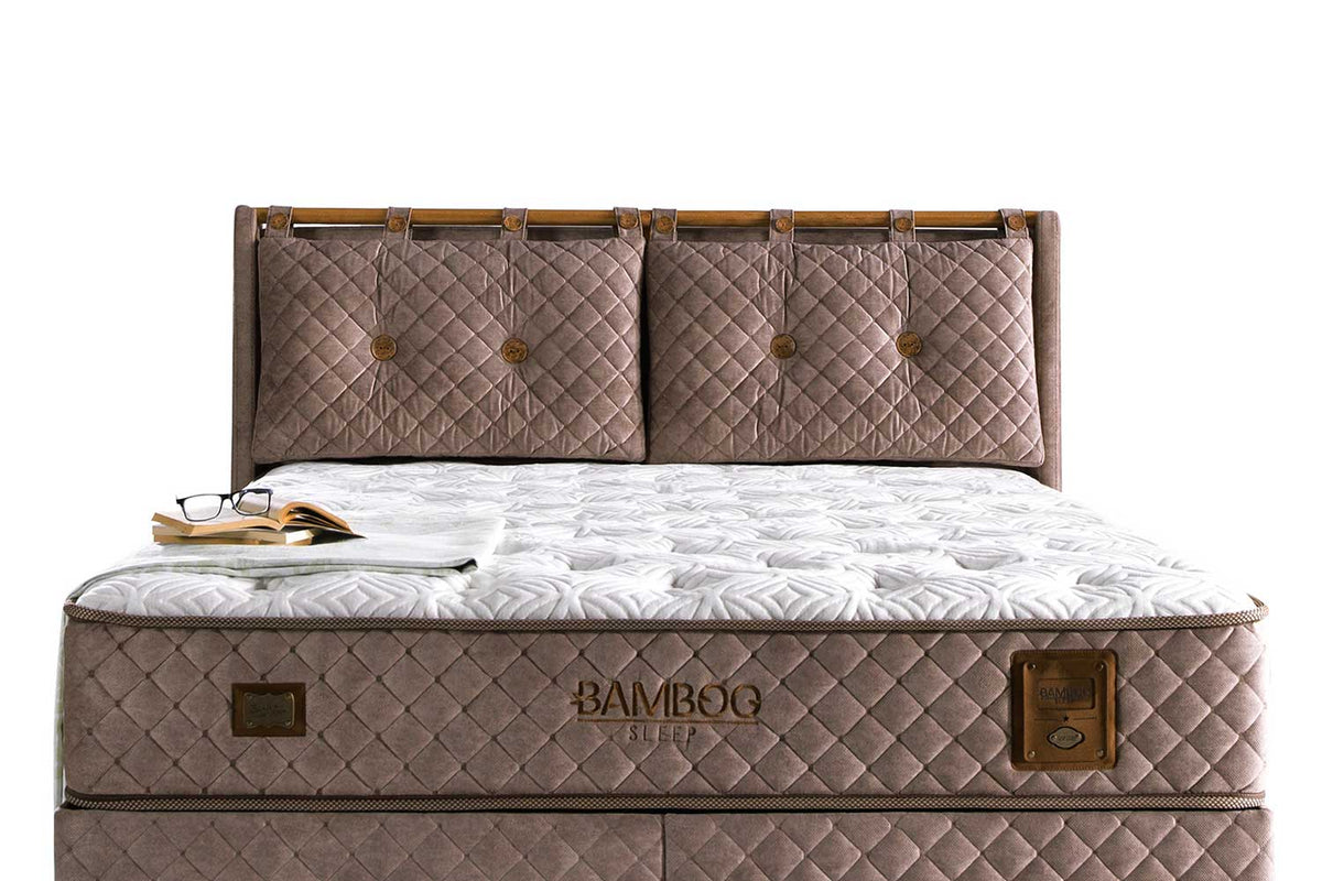 Тапицирано легло «Bamboo Sleep» + Матрак и табла - с място за съхранение, матрак с бамбукови влакна