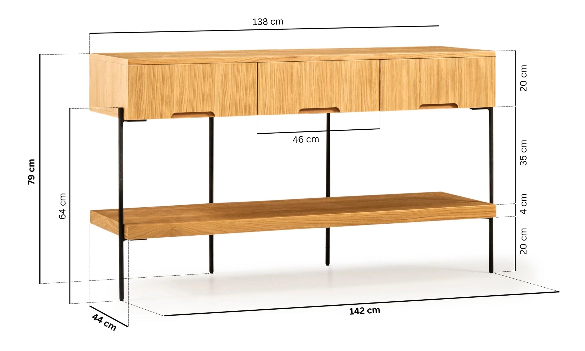 Бюфет «Harmonia 40000» с естествен фурнир, размер 142х79х44см