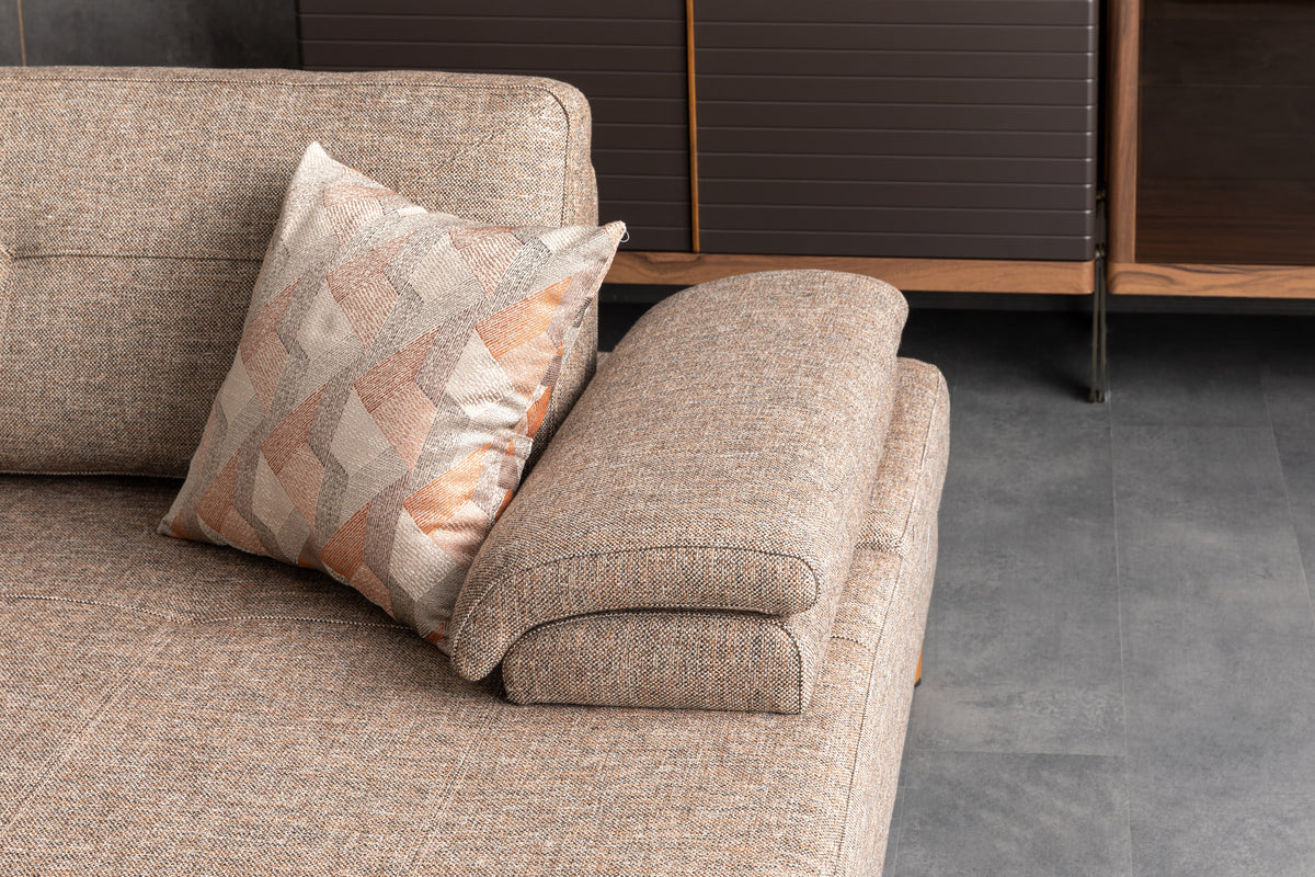 Ъглов разтегателен диван «Avensis» + декоративни възглавници, с подвижни подлакътници, ширина 325см