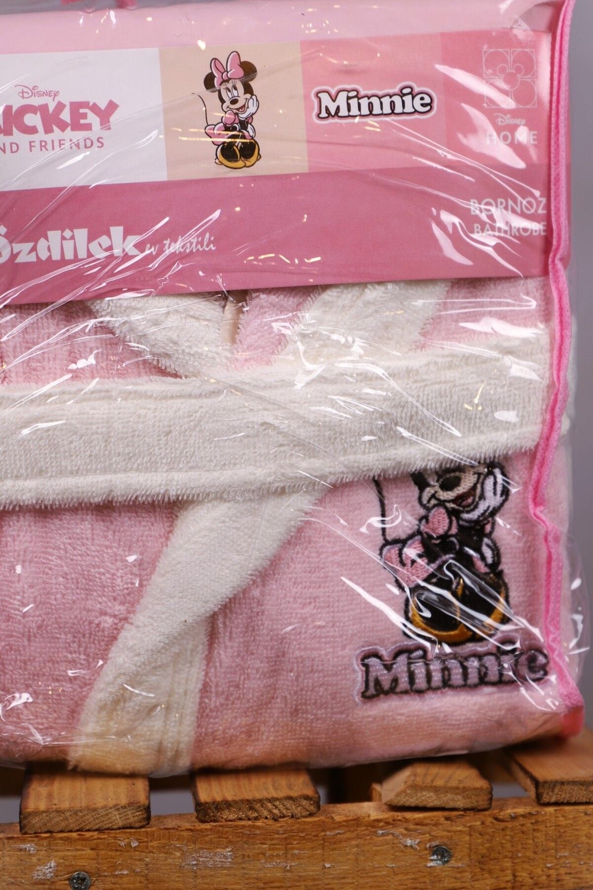 Детски халат за баня «Minnie Happy Pink» - памук, възраст 11-12г.