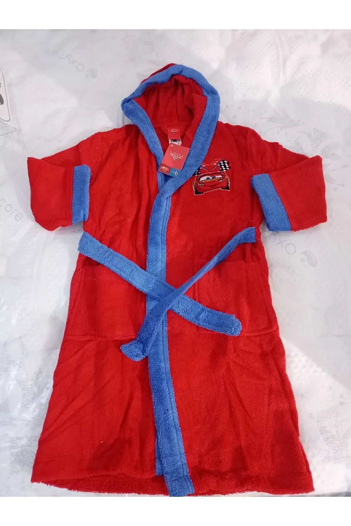 Детски халат за баня «Cars Go Red» - памук, възраст 7-8г