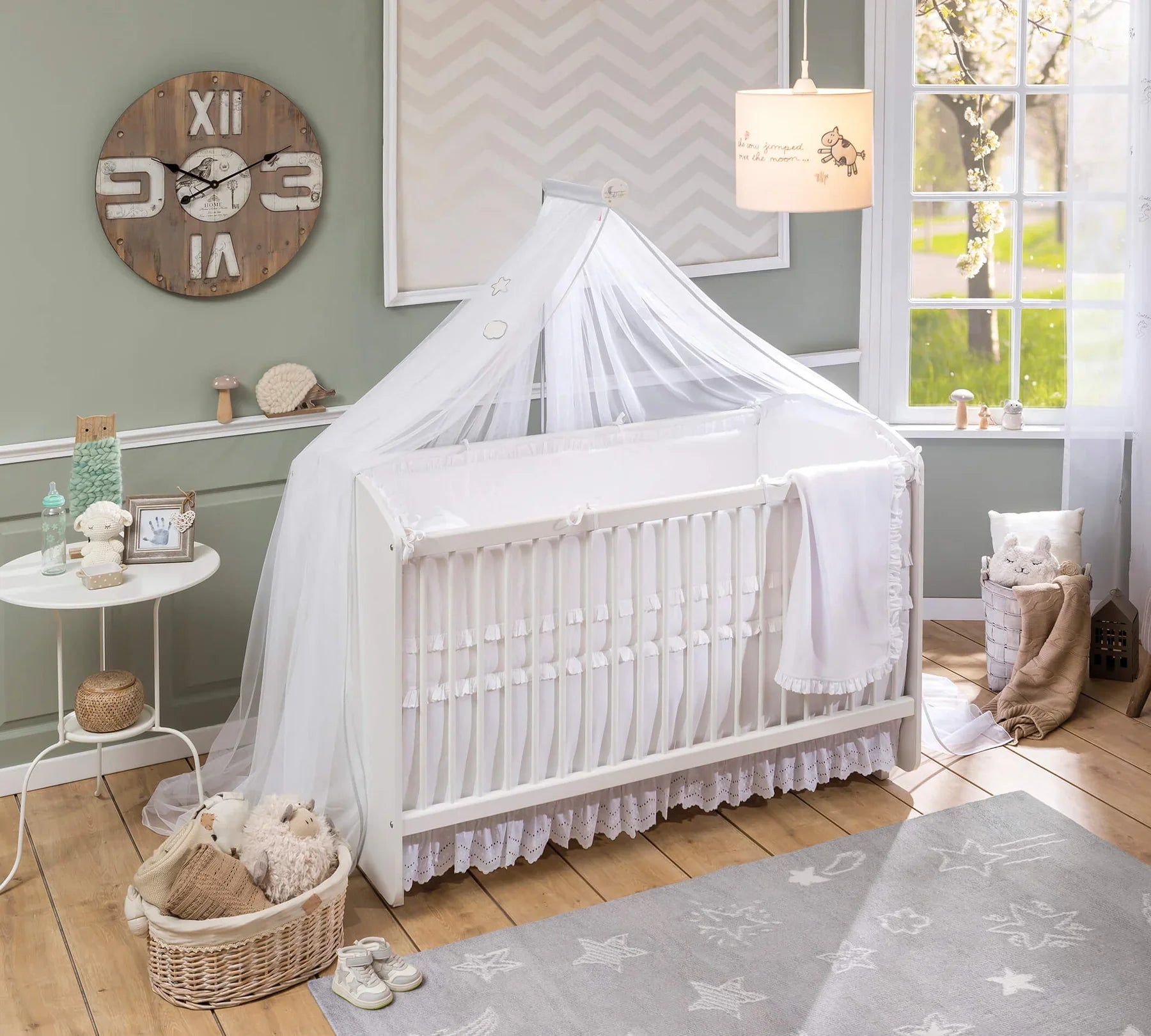 Бебешка кошара «White» + люлеещ механизъм, за матрак 70х130см