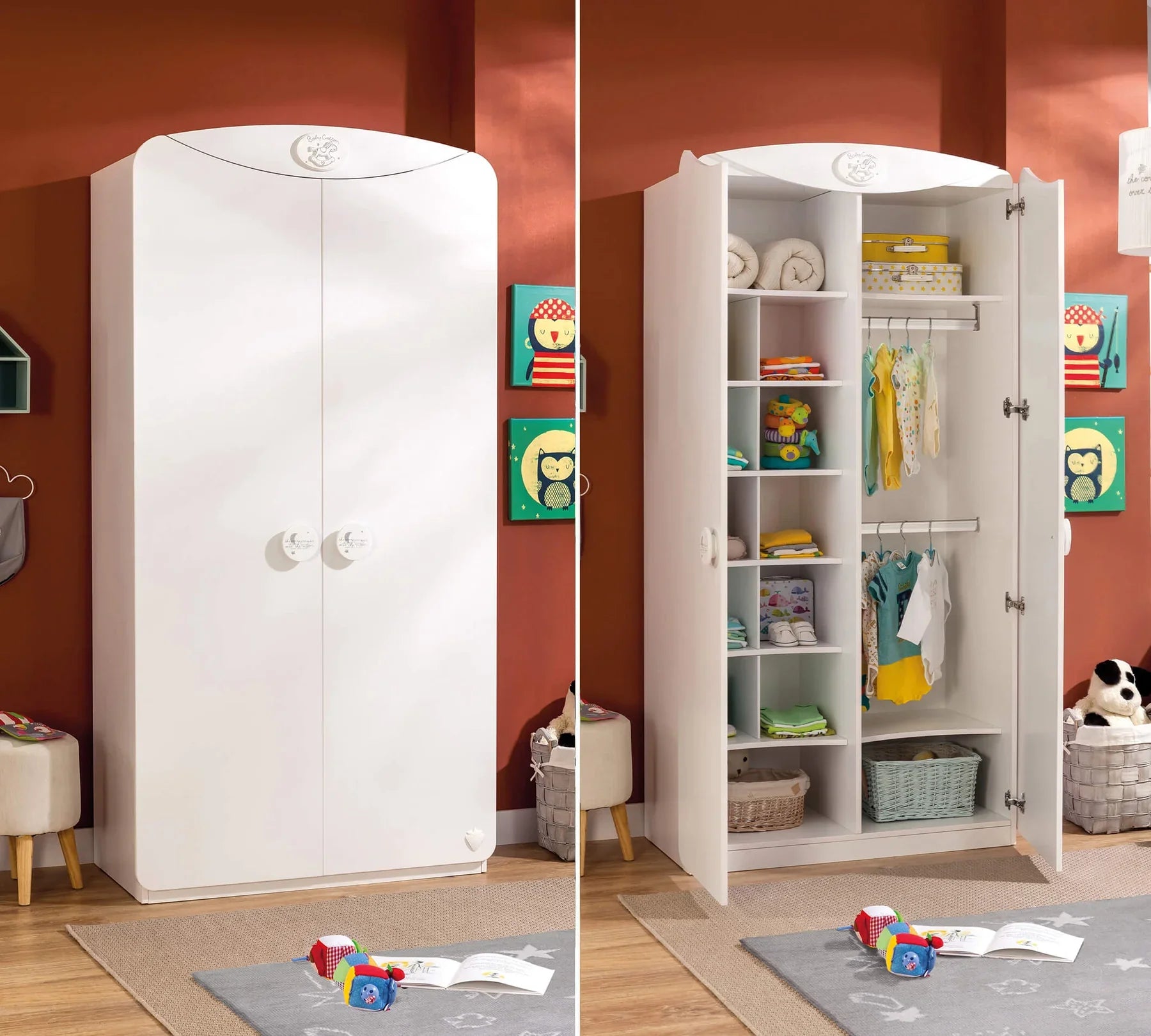 Двукрилен гардероб «Baby Cotton Sl» - рафтове, ширина 101см