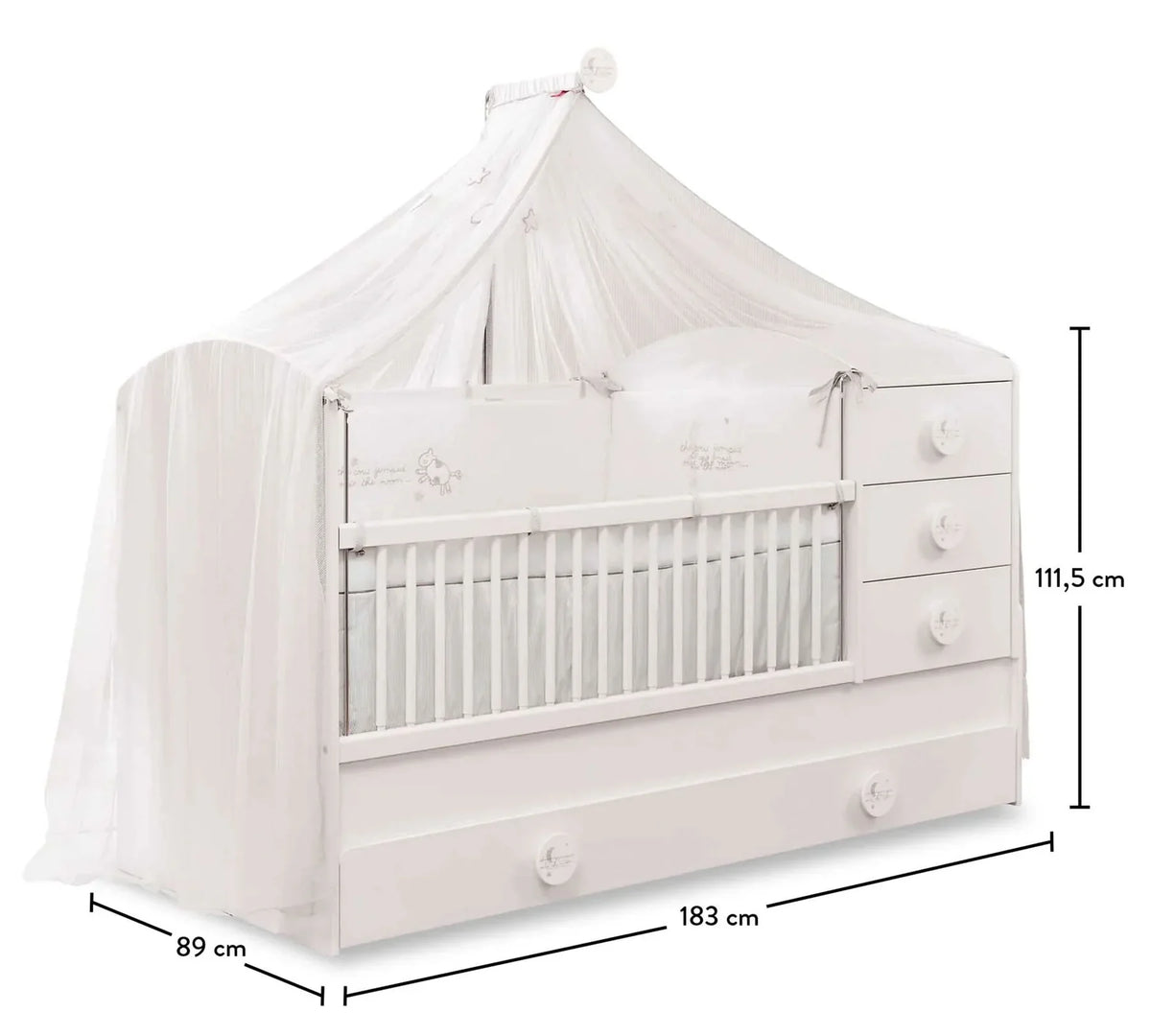 Трансформираща се бебешка кошара «Baby Cotton Sl» за матраци 80x130см и 80x180cm