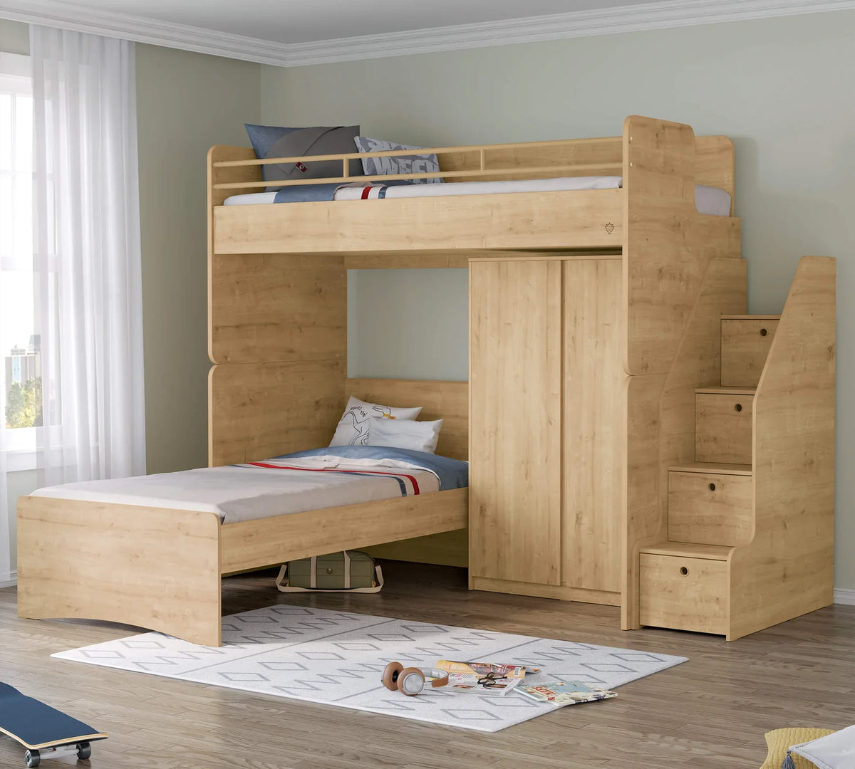 Горно легло за модулно двуетажно легло «Studio» за матрак 90x200см