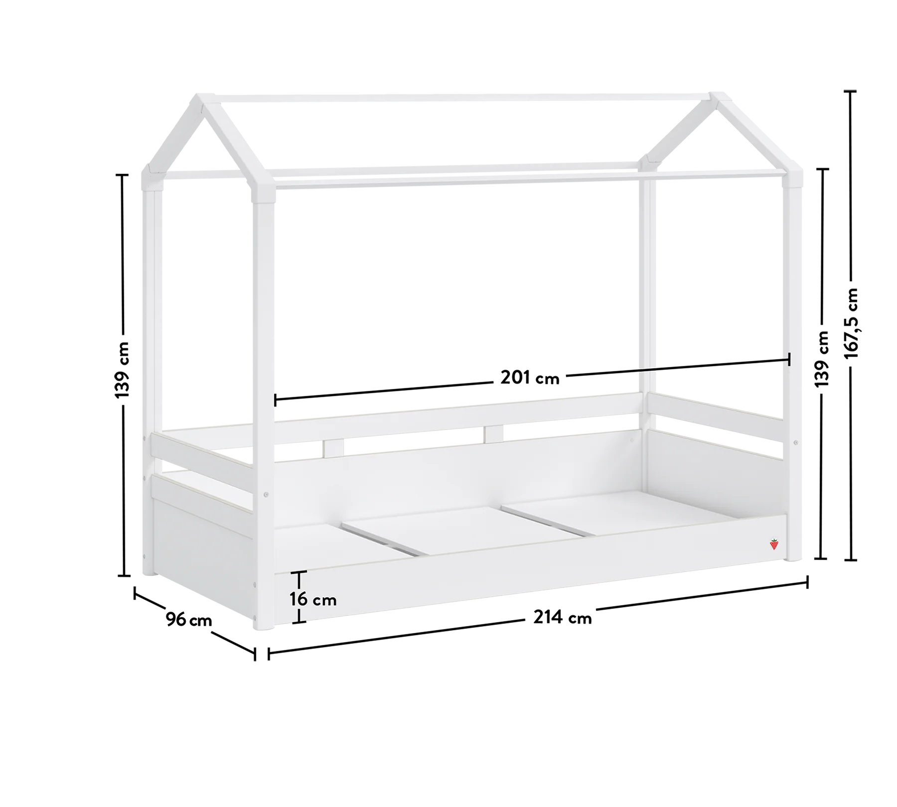Легло - къщичка «Montes White» за матрак 90х200см