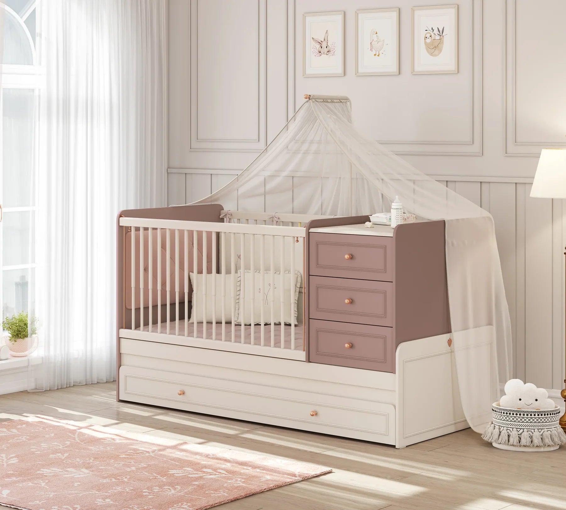 Трансформираща се бебешка кошара - легло «Elegance Baby» за матрак 80x180cm