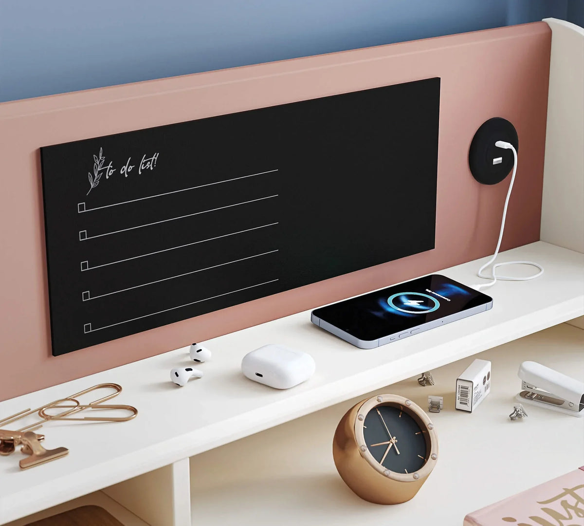 Надстройка за бюро «Elegance» + USB зарядна станция, LED осветление, размер 117х32х19см