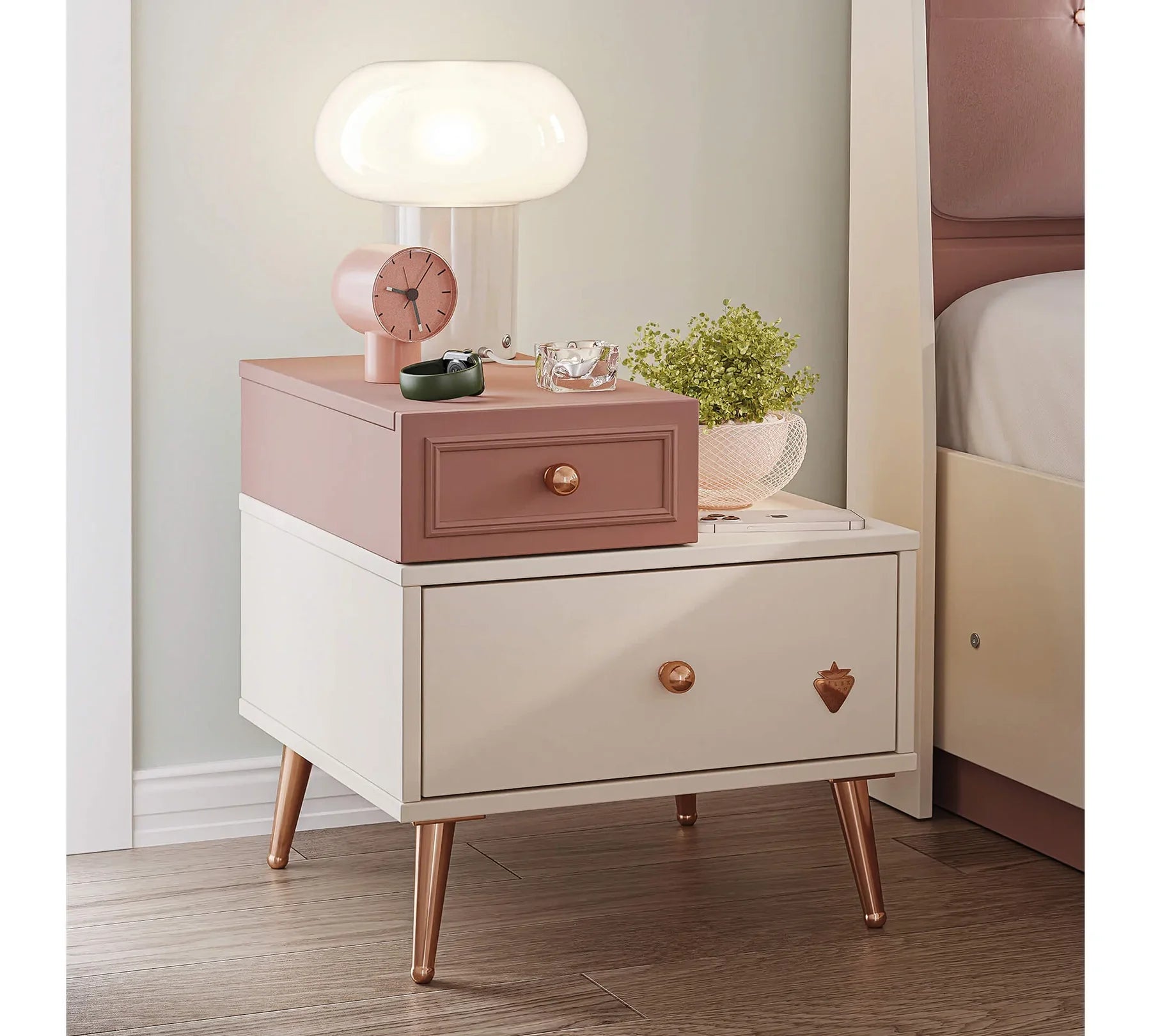 Нощно шкафче «Elegance» + две чекмеджета, размер 47х48х44см