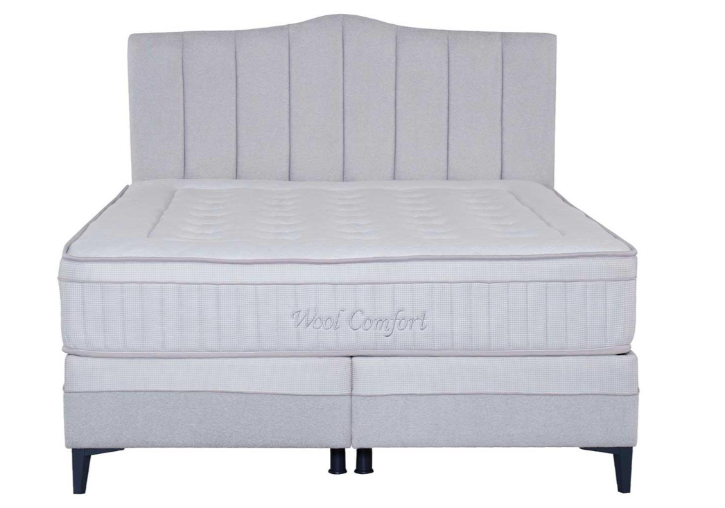 Тапицирано легло «Wool Comfort» + Матрак и табла - с място за съхранение, повдигащ механизъм, система за безшумно затваряне