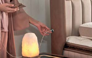 Тапицирана табла за легло «Biosalt» с LED осветление, с USB зарядна станция