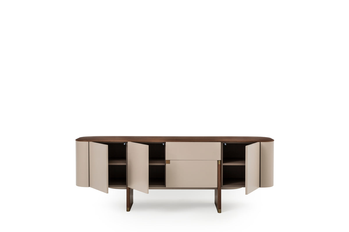 Бюфет «Delta Bej Walnut» с естествен фурнир, с две чекмеджета, размер 220х79х51см