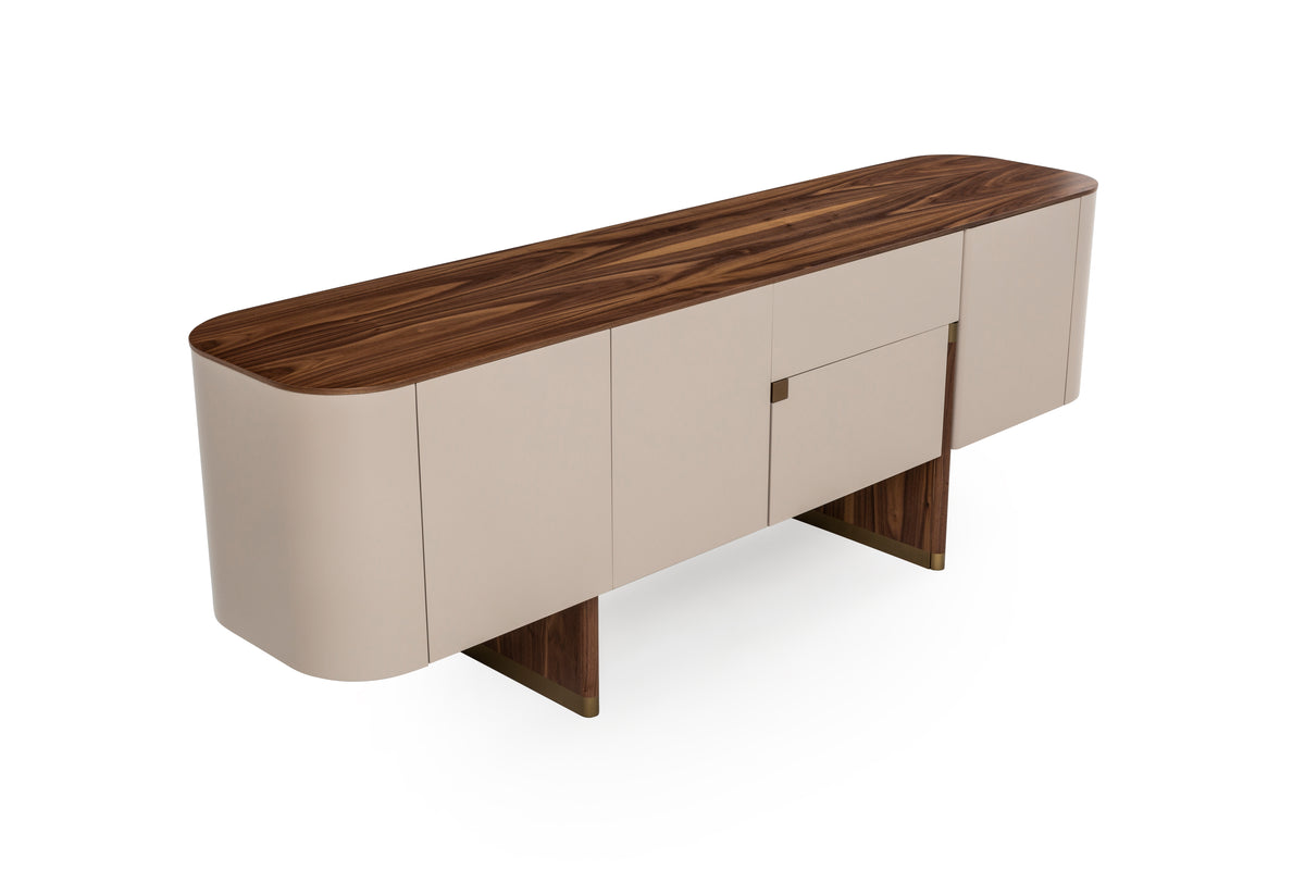 Бюфет «Delta Bej Walnut» с естествен фурнир, с две чекмеджета, размер 220х79х51см