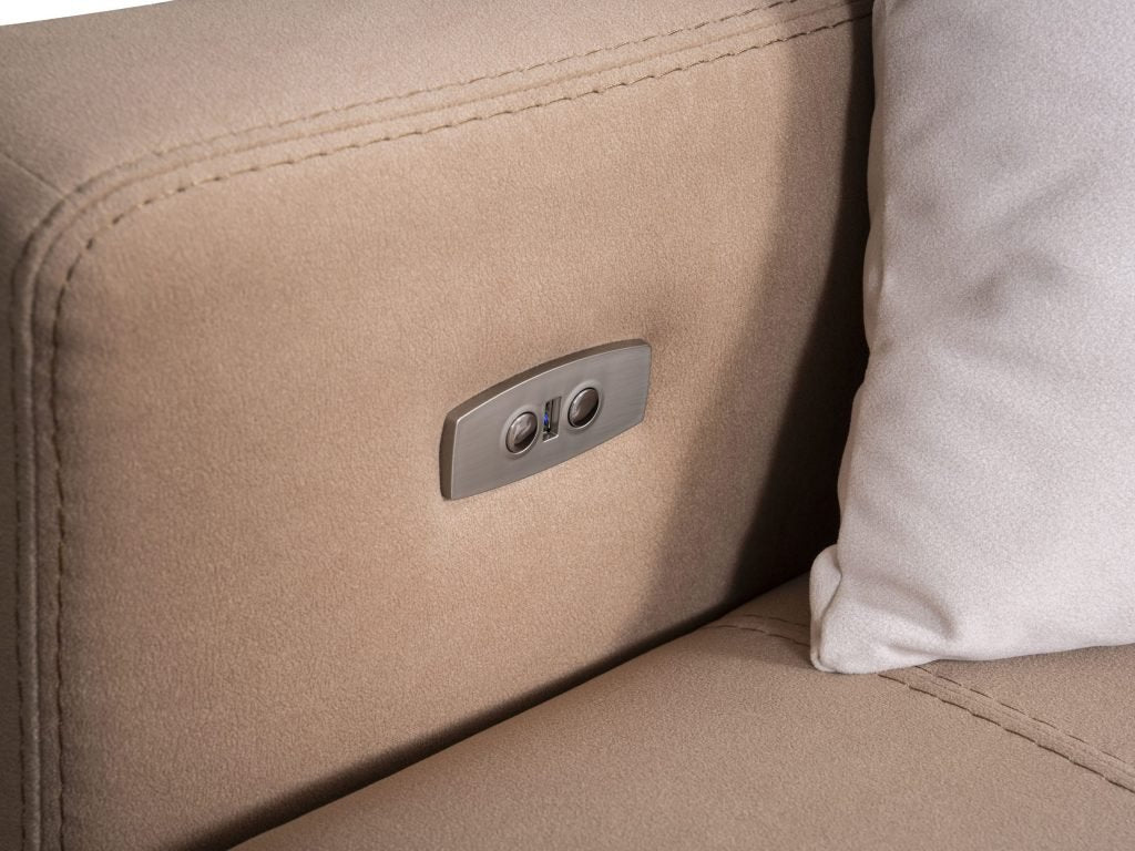 Ъглов разтегателен диван «Gizem Lounge» + електрически механизъм, USB зарядна станция, ширина 315см