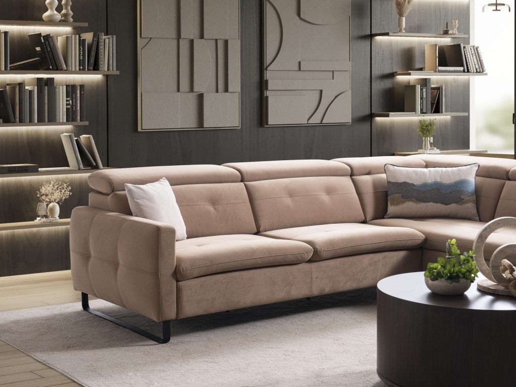 Ъглов разтегателен диван «Gizem Lounge» + електрически механизъм, USB зарядна станция, ширина 315см