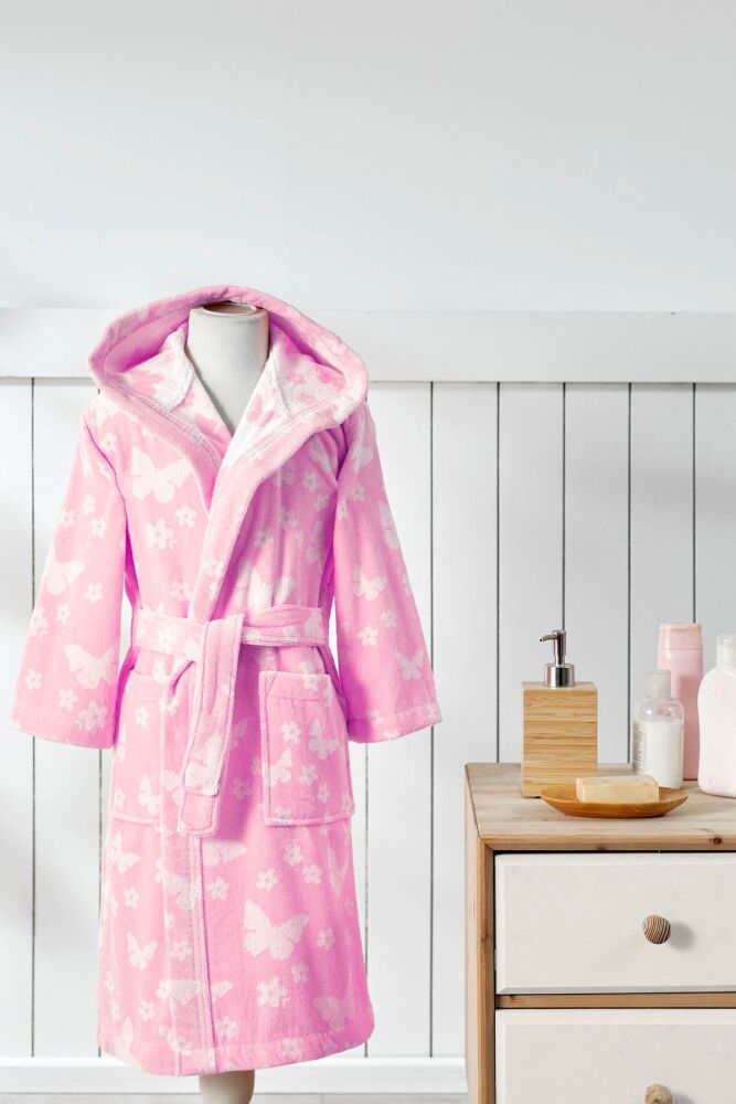 Детски халат за баня «Butterfly Pink» възраст - памук, 1-2г.